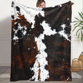 Cowhide Print Plush Blanket – Brown & White | FBA Vibes