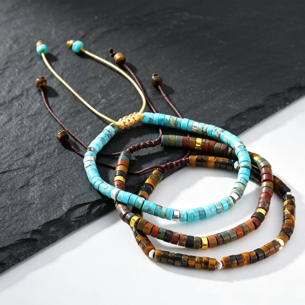 FBA Natural Blue Beaded Boho Bracelet for Men | Handmade Jewelry