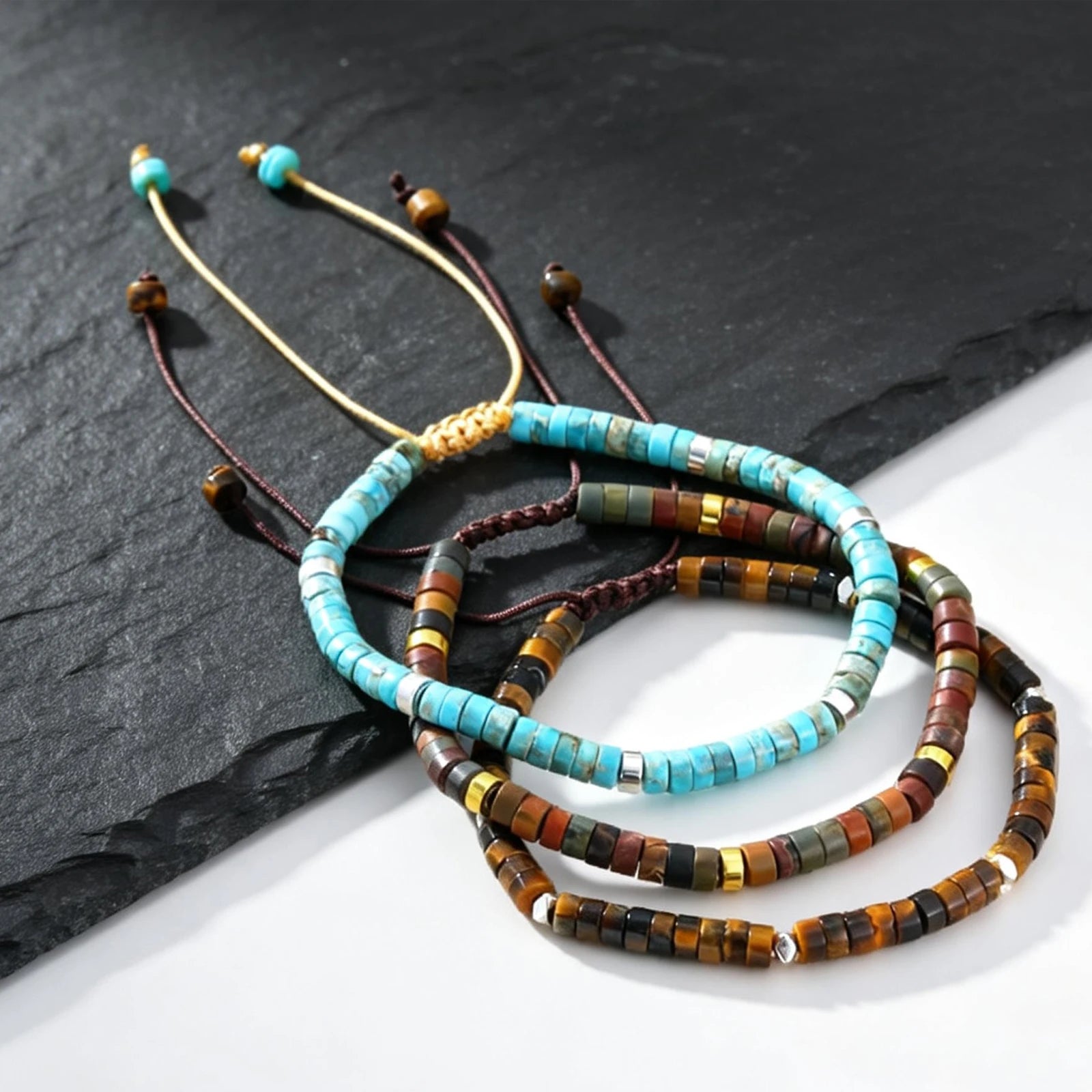 FBA Natural Blue Beaded Boho Bracelet for Men | Handmade Jewelry