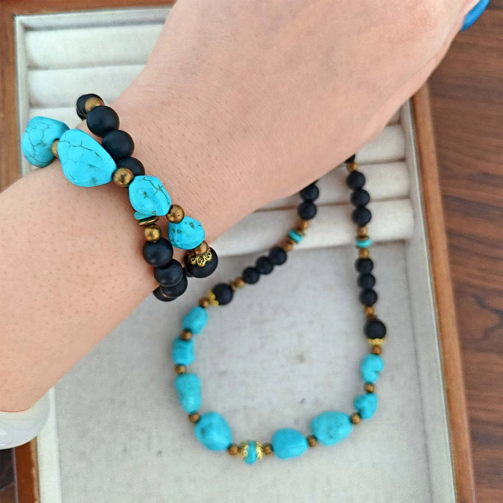 FBA Men's Turquoise Hip Hop Choker Necklace | Surf Punk Jewelry