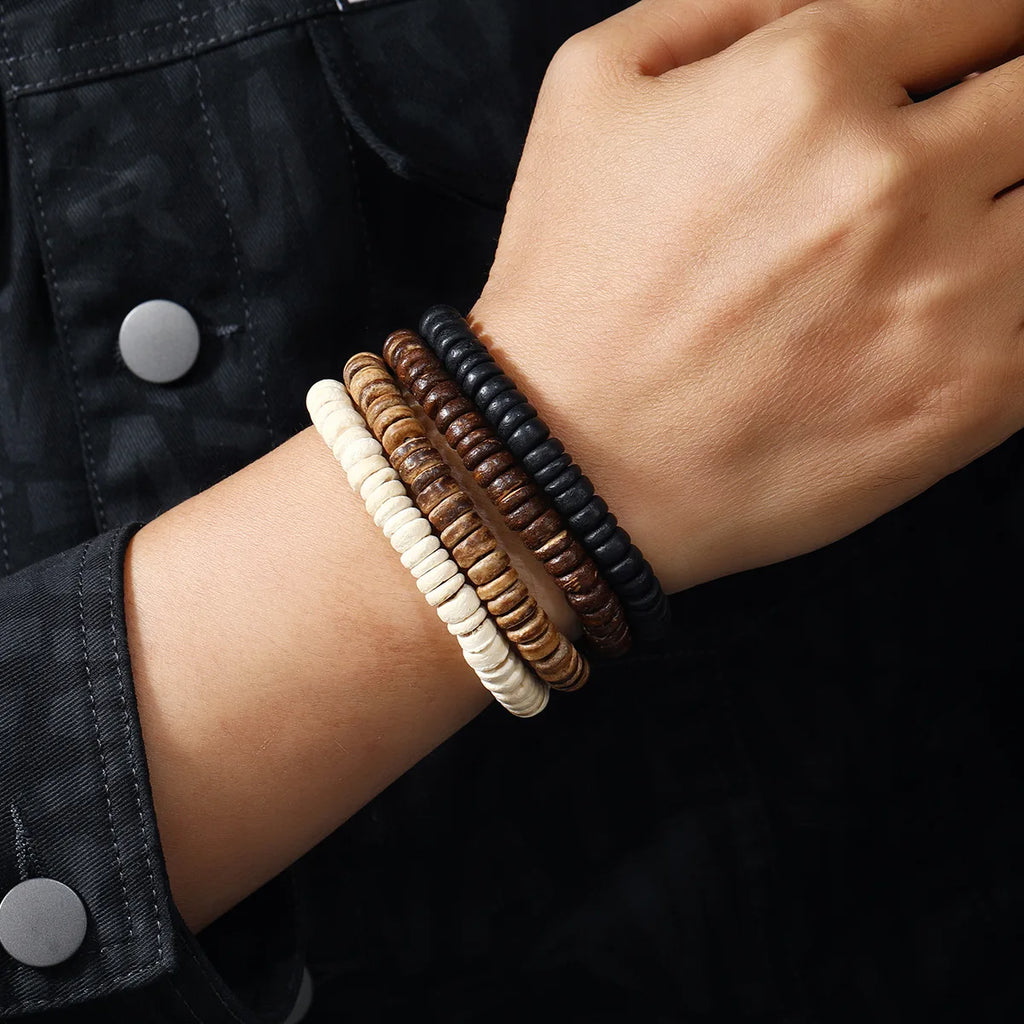 FBA Men's Multilayer Wooden Bead Bracelet | Coconut Shell Handmade Jewelry