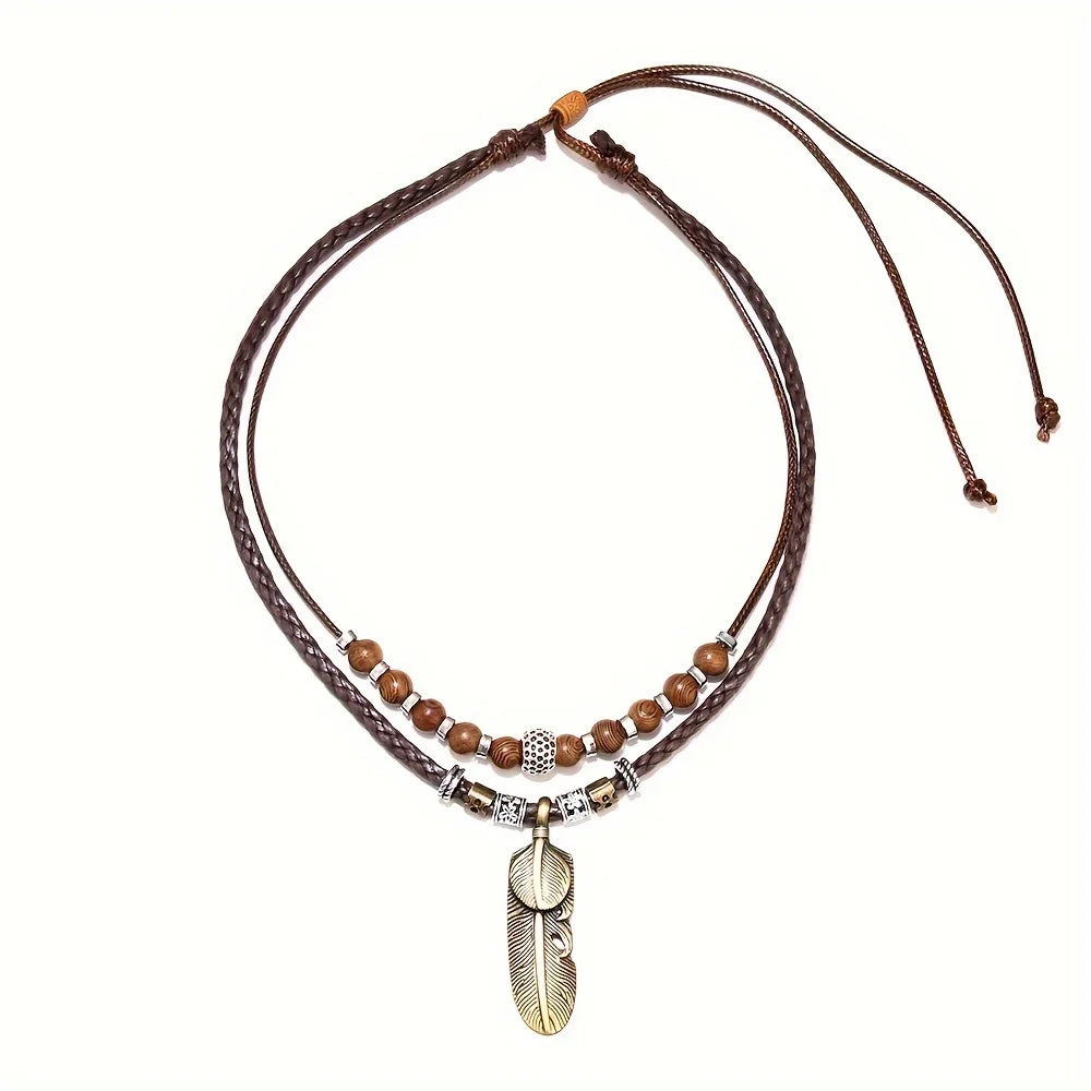 FBA Vintage Butterfly Wood Bead Necklace | Unisex Boho Jewelry