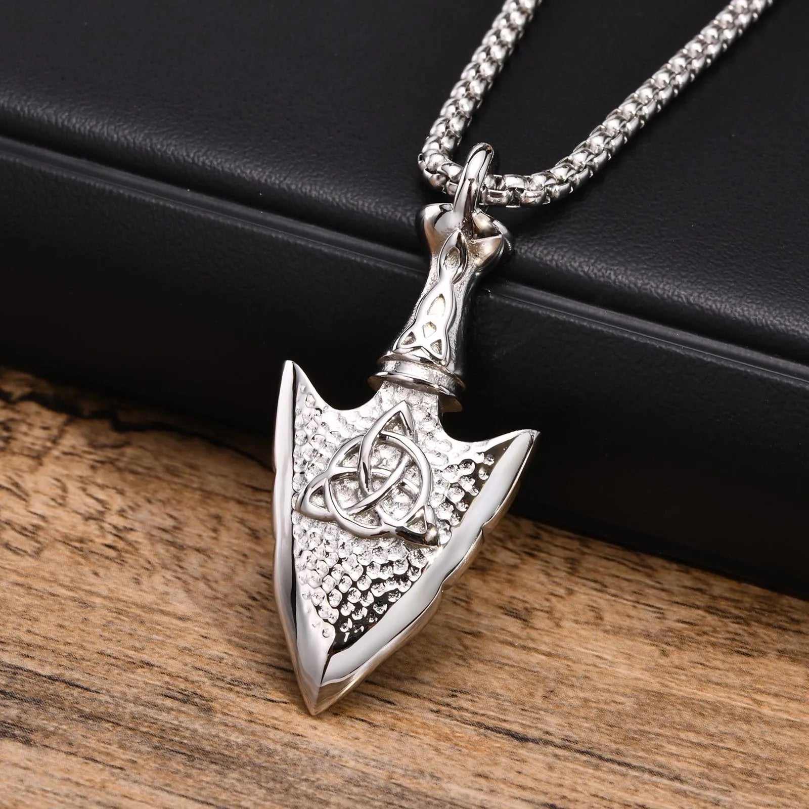 FBA Spear Point Arrowhead Necklace for Men | Stainless Steel Punk Jewelry