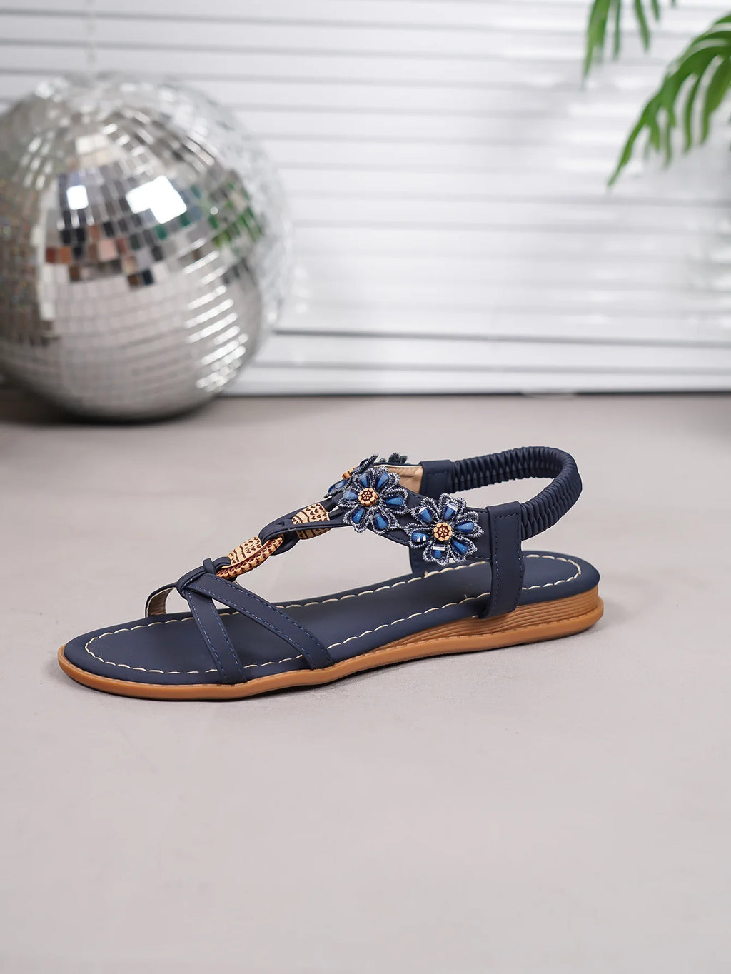 FBA Women's Bohemian Flower Wood Buckle Sandals | Plus Size Embroidered Shoes