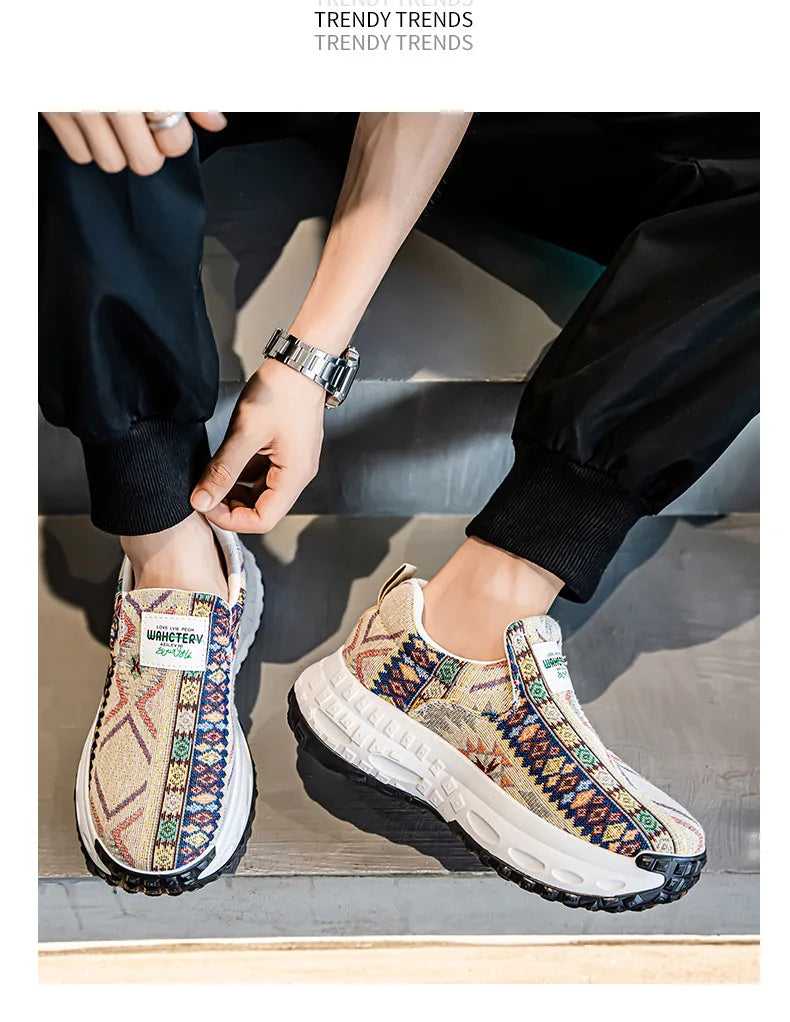 FBA Bohemia Print Canvas Sneakers | Breathable Anti-Slip Casual Shoes