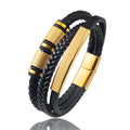 FBA Gold Beads Magnetic Leather Wrapped Bracelet | Men's Charm Jewelry
