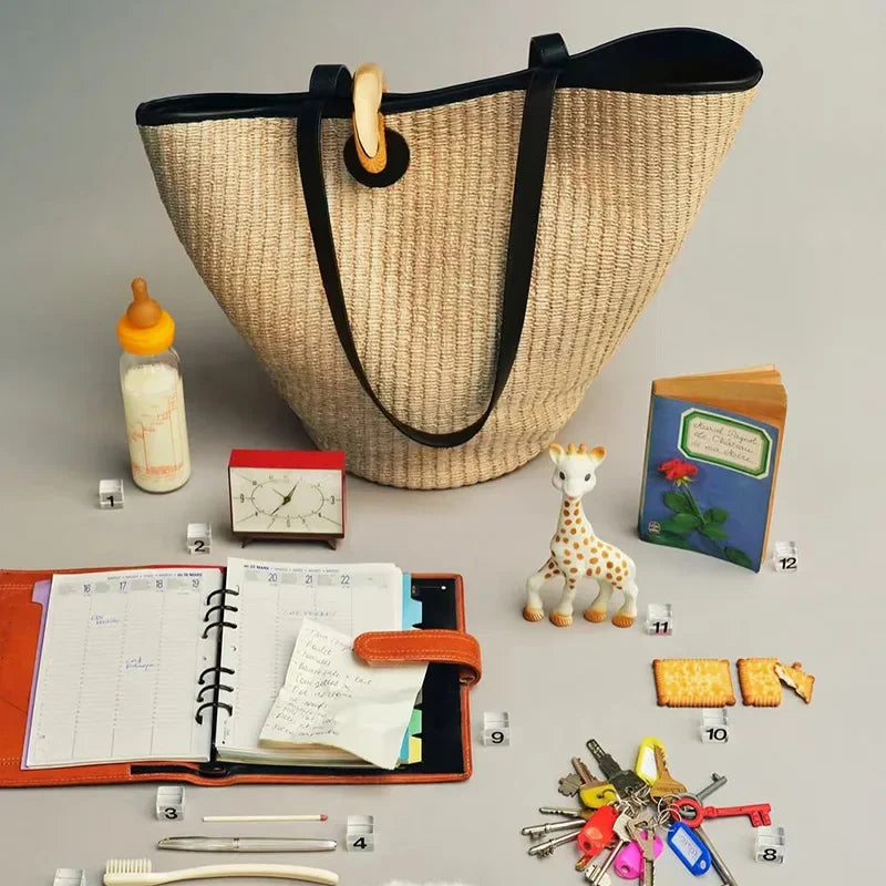 Handmade Straw Woven Bucket Bag for Women – Seaside Beach Tote & Shopping Basket Handbag