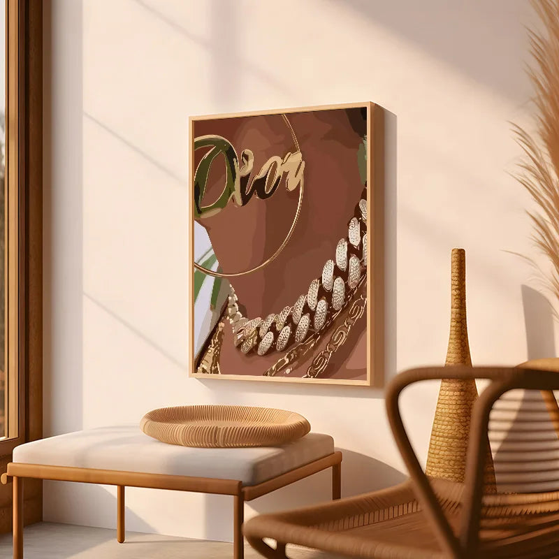Black Girl Nail Art Canvas Print | Fashionable Women Poster Wall Art for Living Room & Bedroom