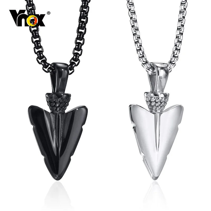 FBA Men's Stainless Steel Spear Head Pendant Necklace | Anti-Allergy Vintage Jewelry