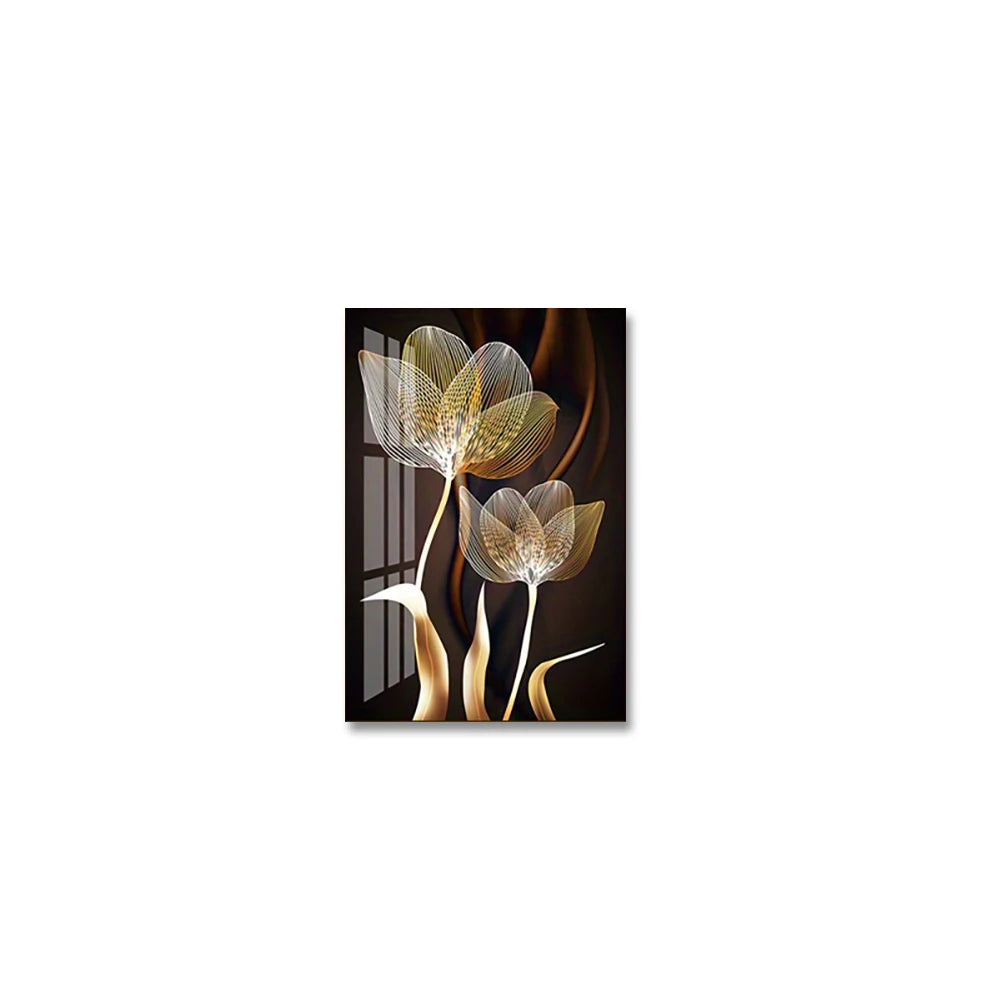 Black & Gold Flower Canvas Print | Modern Abstract Wall Art for Living Room Home Decor