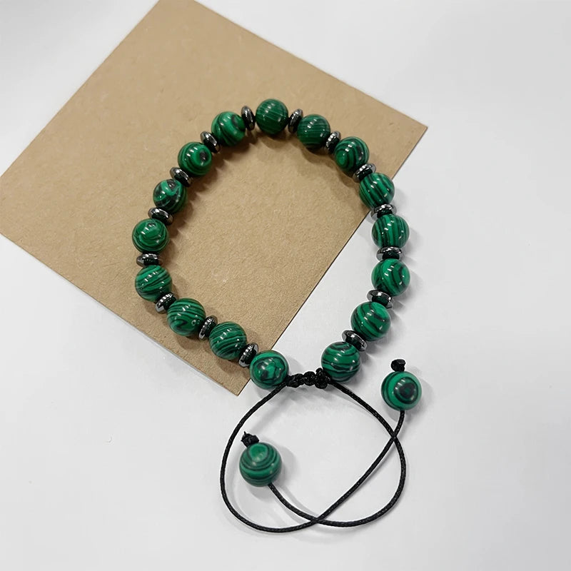 FBA Natural Malachite Beaded Stone Bracelet | Valentine's Day Jewelry Gift