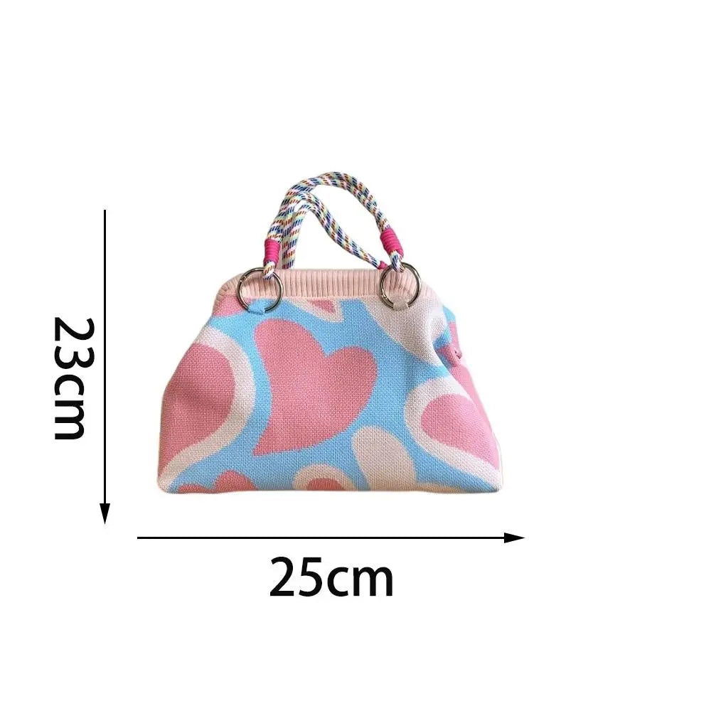 Portable Knitted Canvas Tote Bag – Reusable Large Capacity Woven Shopping Bucket Bag