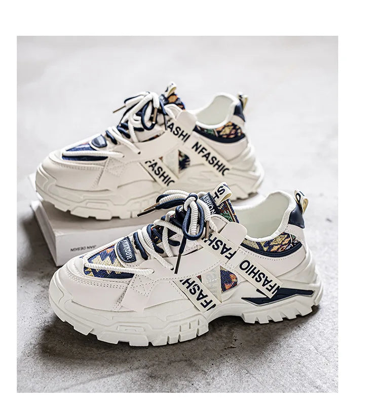 Men's Running Shoes 2025 New Summer Original Design Versatile Casual Thick Bottom Heightening Dad Trendy Sneakers PU Mesh Lin...