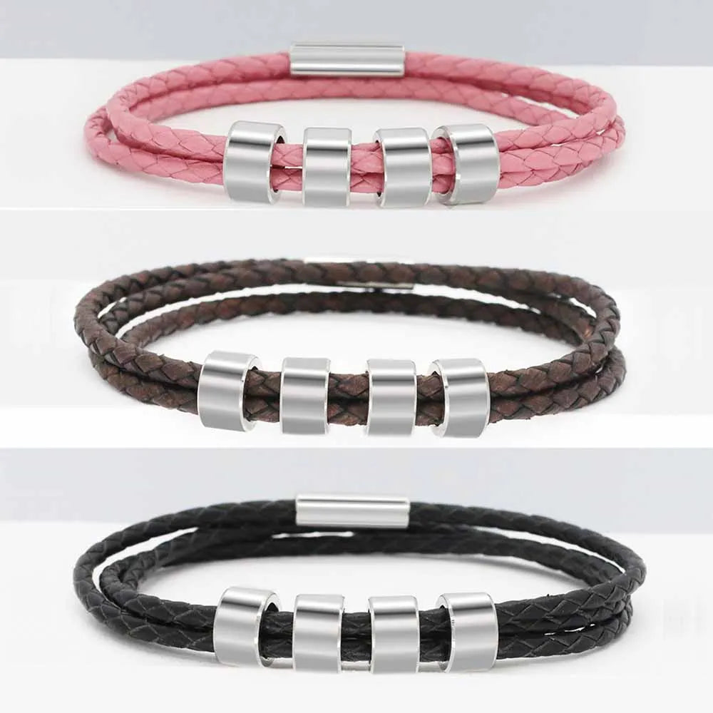 FBA Personalized Engraved Men's Leather Bracelet | Custom Name Jewelry Gift