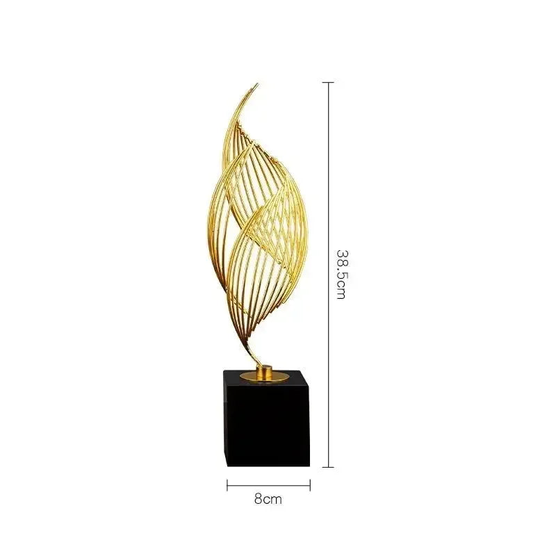 Abstract Gold Metal Sculpture | Modern Home & Office Decor Statue