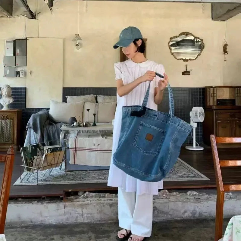 Retro Fashion Tote Bag for Women – Large Capacity Shoulder & Shopping Bag