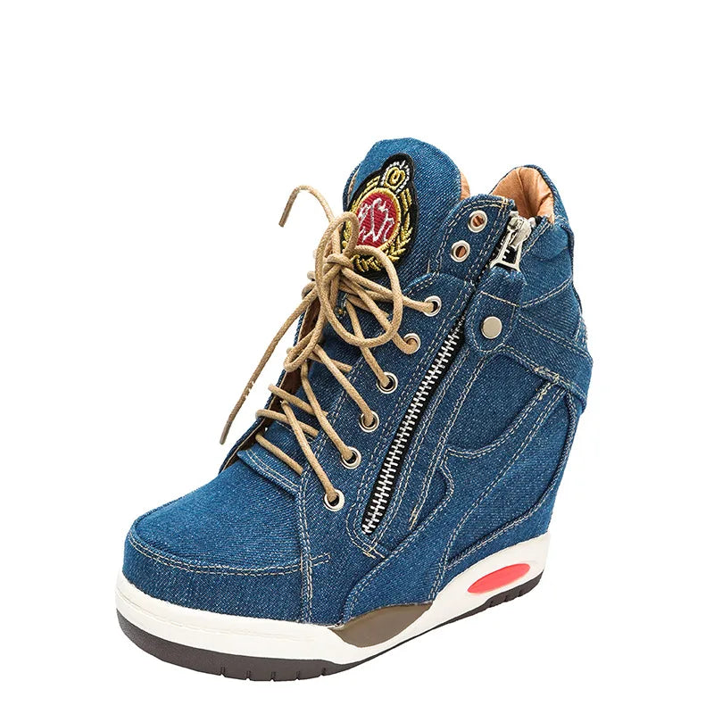 Women's Denim Wedge Platform Sneaker Boot | FBA Vibes