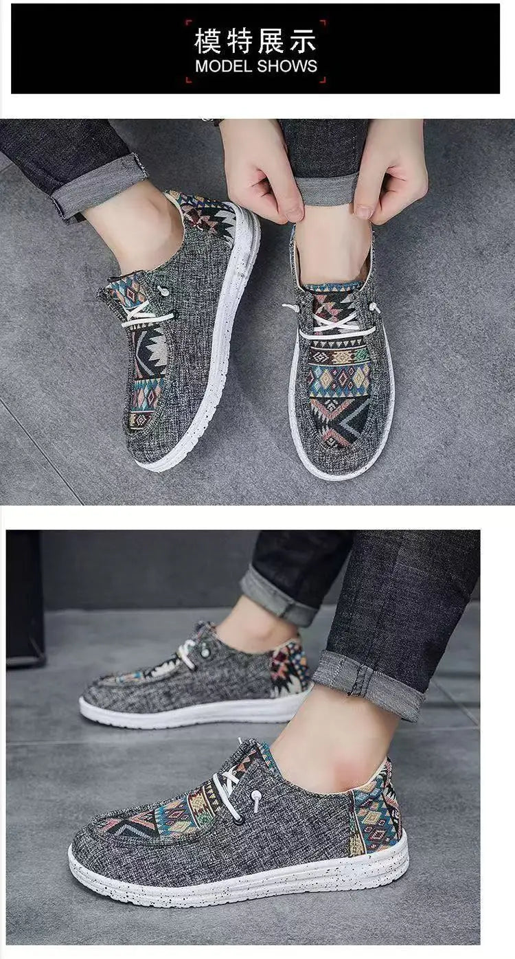 FBA Men's Ethnic Style Platform Board Shoes | Breathable Flat Sneakers