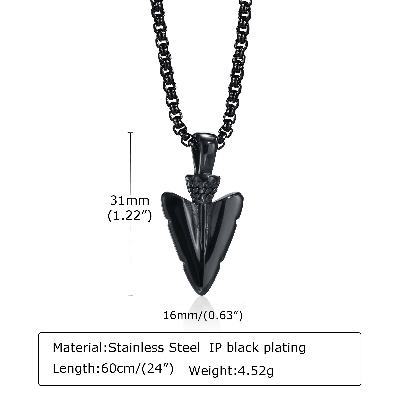 FBA Men's Stainless Steel Spear Head Pendant Necklace | Anti-Allergy Vintage Jewelry