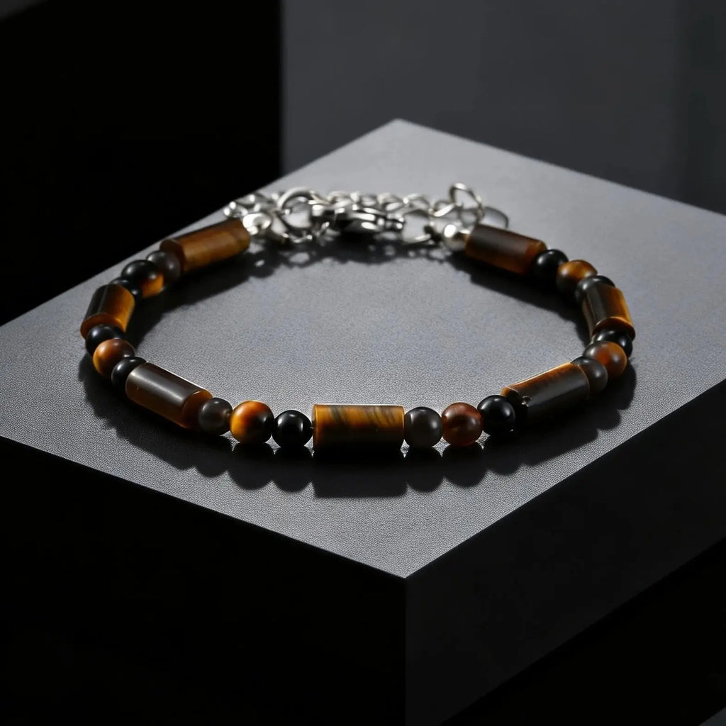 FBA Natural Stone Agate Tiger Eye Bracelet | Stainless Steel Jewelry Gift