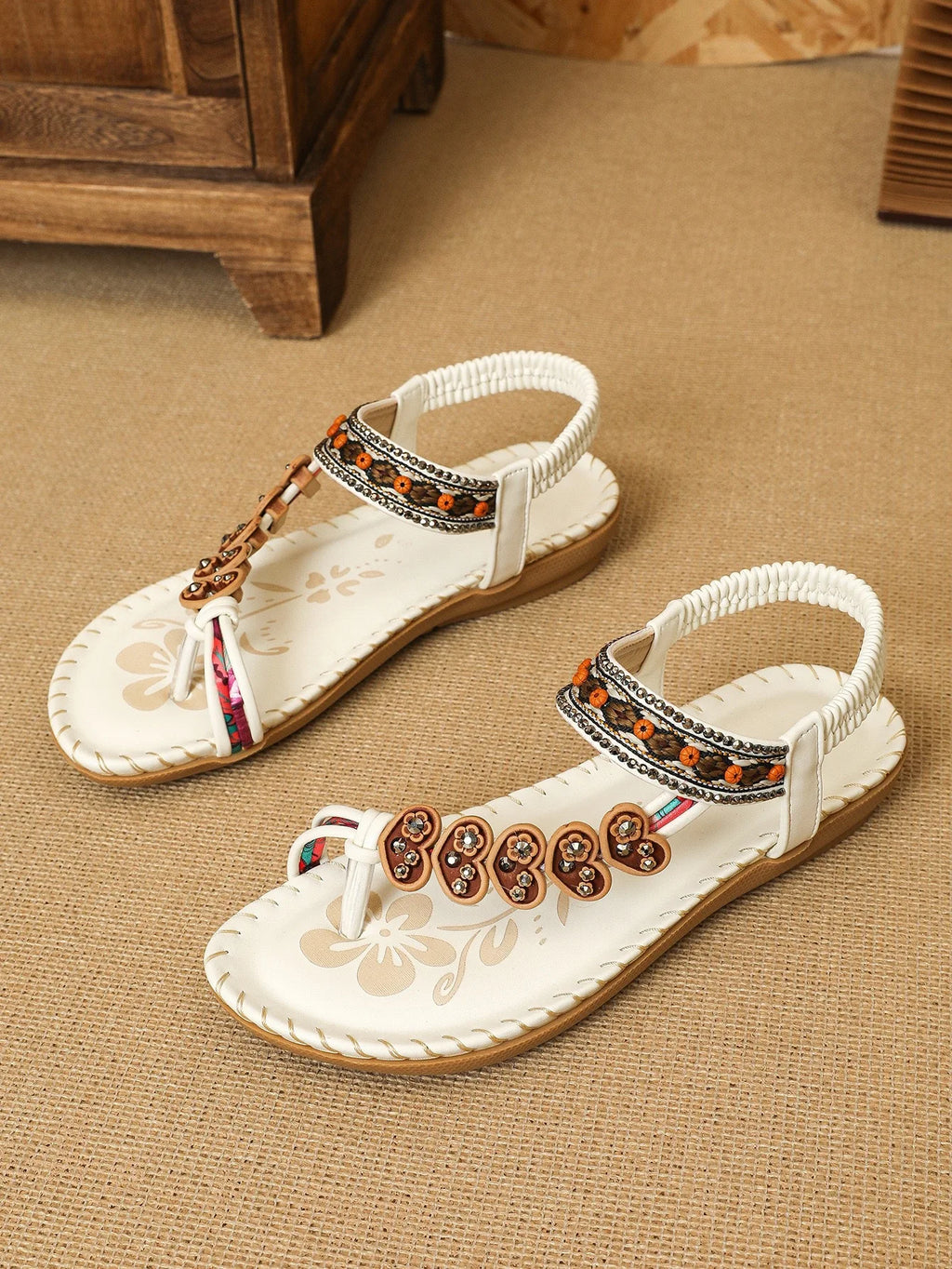 FBA Women's Bohemian Platform Flat Sandals | Plus Size Beach Shoes