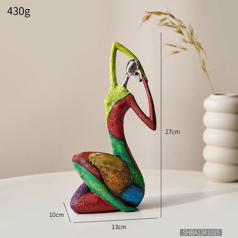 Abstract Female Sculpture | Hand-Painted Resin Art Figurine for Living Room, Desk & Home Decor
