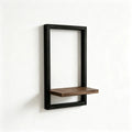 Black Frame Wooden Floating Wall Shelf | Rectangle Display Rack for Candles, Plants & Photos