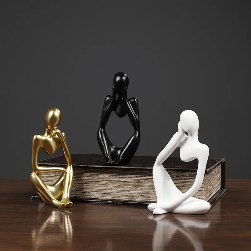 Nordic Abstract Thinking Figure Resin Ornament | Modern Home Decor Sculpture