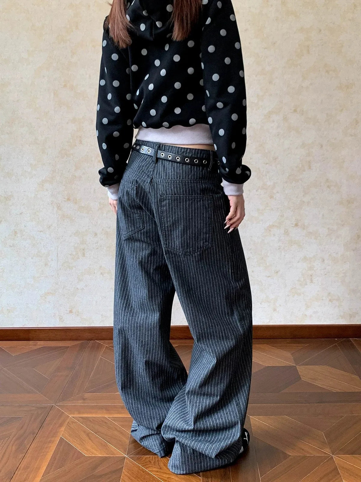 American Retro Vertical Stripe Loose Straight Fit Jeans – Unisex Clean Fit Streetwear Denim Long Pants | Black Stripes | S–3XL | FBA Vibes