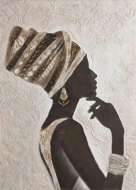 African Woman Abstract Art Canvas Print | Africa Girl Portrait Poster for Living Room Wall Decor