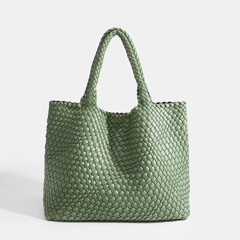 PU Woven Hobo Tote Bag with Coin Purse for Women – Soft Foldable Top-Handle Shoulder Bag