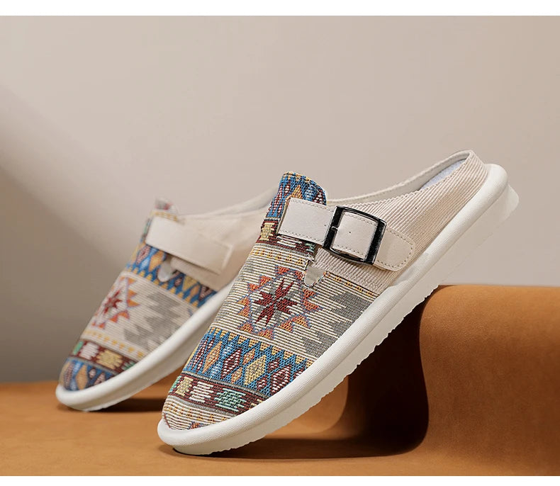 FBA Men's Canvas Half Slipper Party Sandals | Anti-Slip Casual Shoes