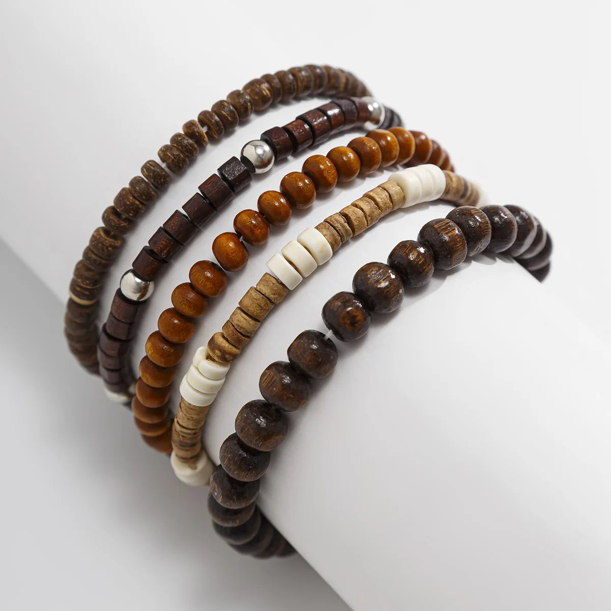 FBA 5-Piece Natural Stone Stacked Bracelet Set | Hip Hop Men's Jewelry