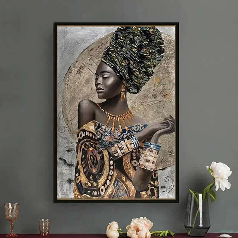Abstract African Woman Canvas Print | Modern Girl Wall Art for Living Room
