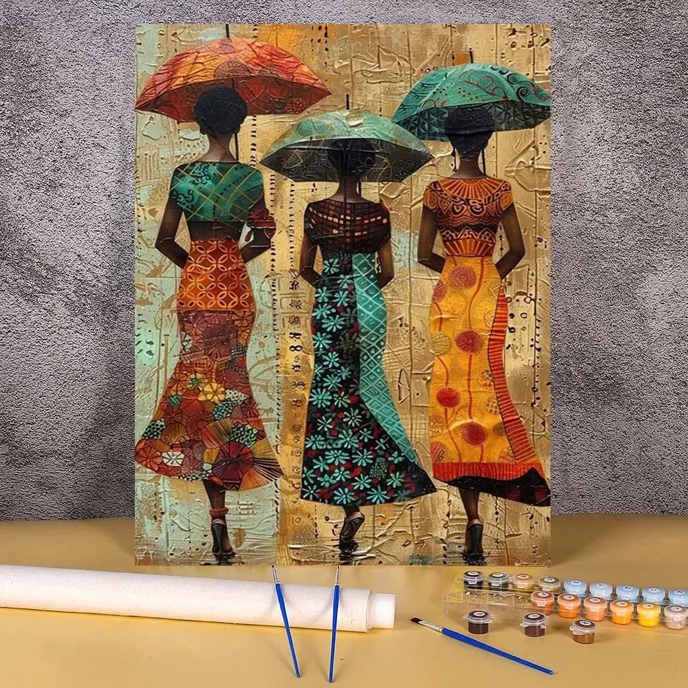 African Woman Paint by Numbers Kit | DIY Oil Painting on Canvas | Wall Art Gift