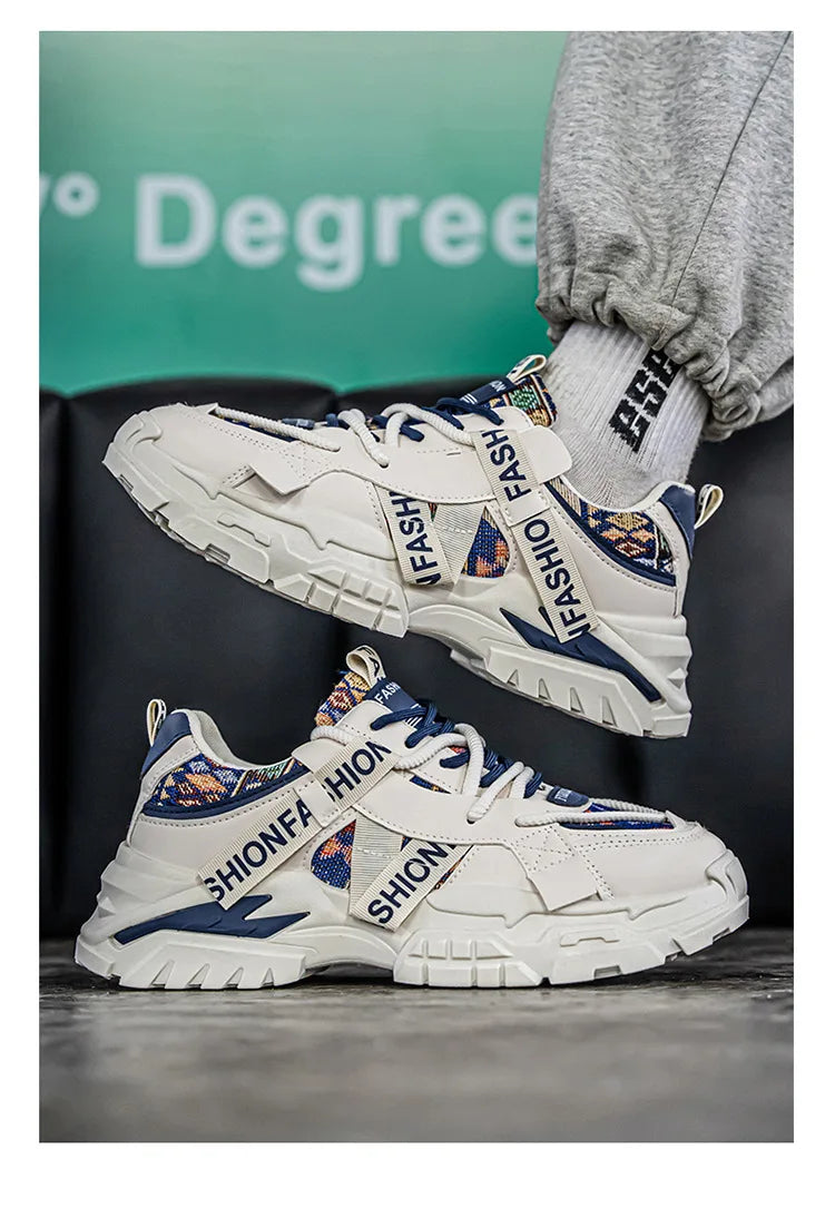Men's Running Shoes 2025 New Summer Original Design Versatile Casual Thick Bottom Heightening Dad Trendy Sneakers PU Mesh Lin...
