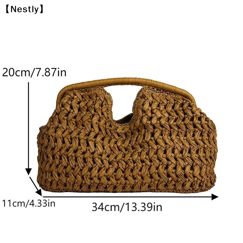 Elegant Woven Straw Underarm Shoulder Bag for Women – Versatile Beach Evening Handbag & Gift