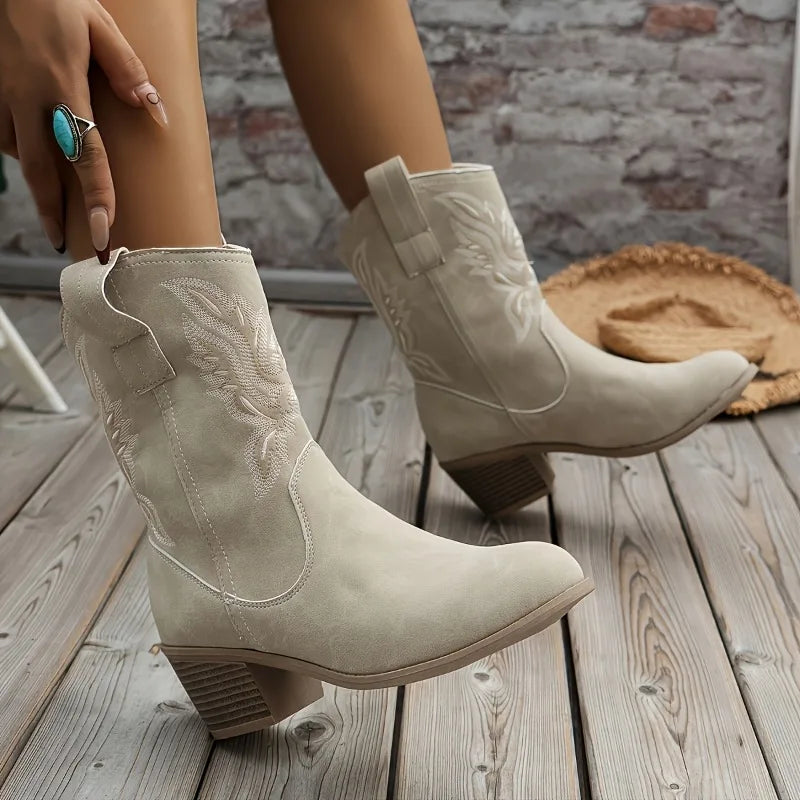 Women's Embroidered Western Mid-Calf Chelsea Boot