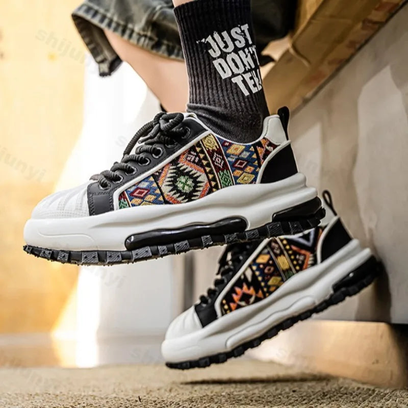 FBA Men's Low Top Thick Soled Platform Sneakers | Casual Sports Shoes