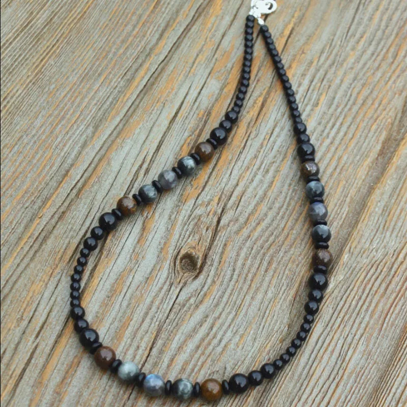 FBA Black & Blue Beaded Unisex Necklace | Menswear Jewelry