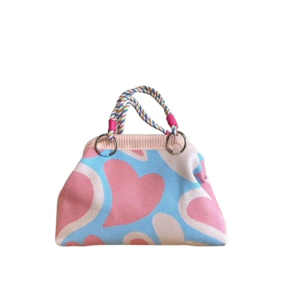 Portable Knitted Canvas Tote Bag – Reusable Large Capacity Woven Shopping Bucket Bag