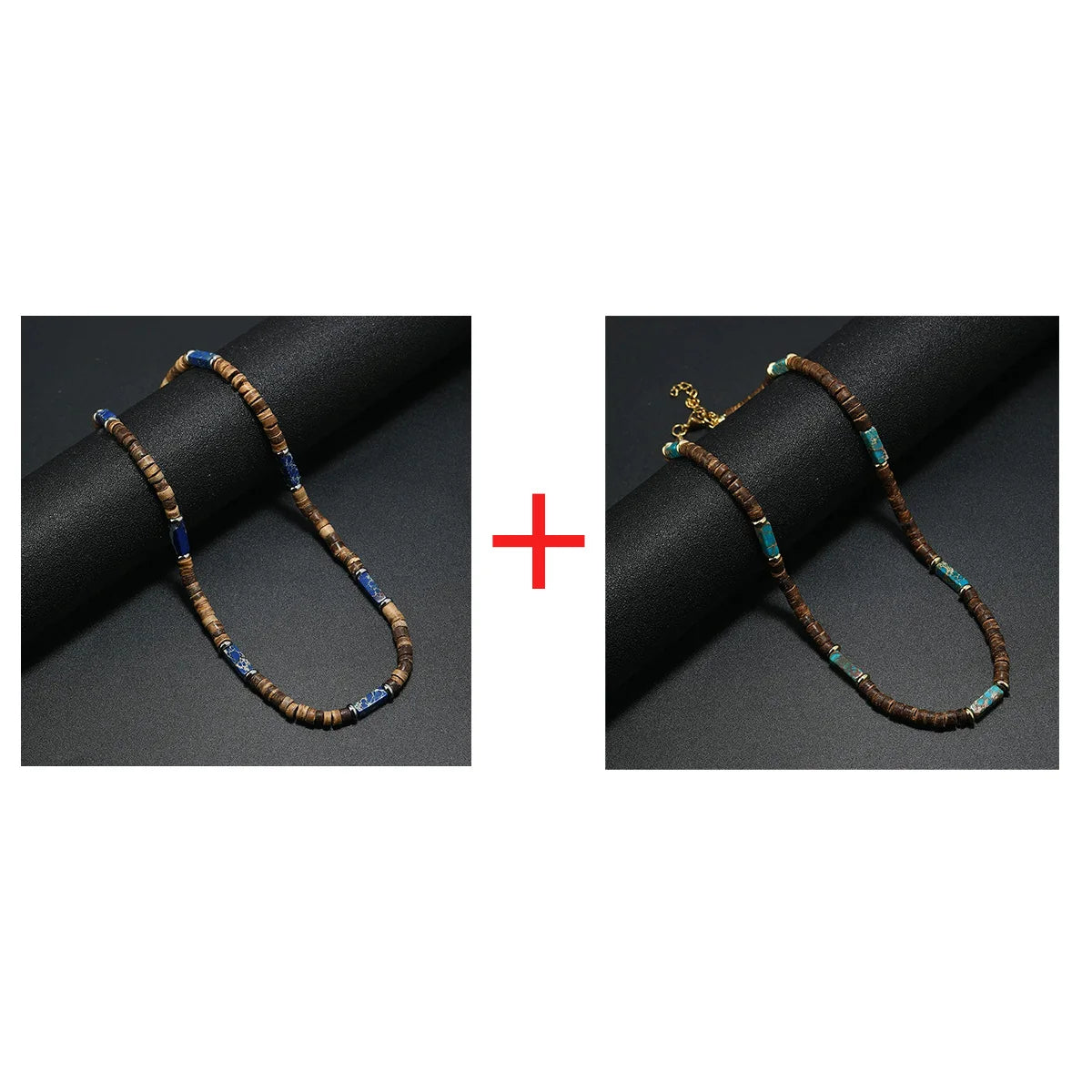 FBA Men's Wood Bead Natural Stone Necklace | Retro Summer Jewelry