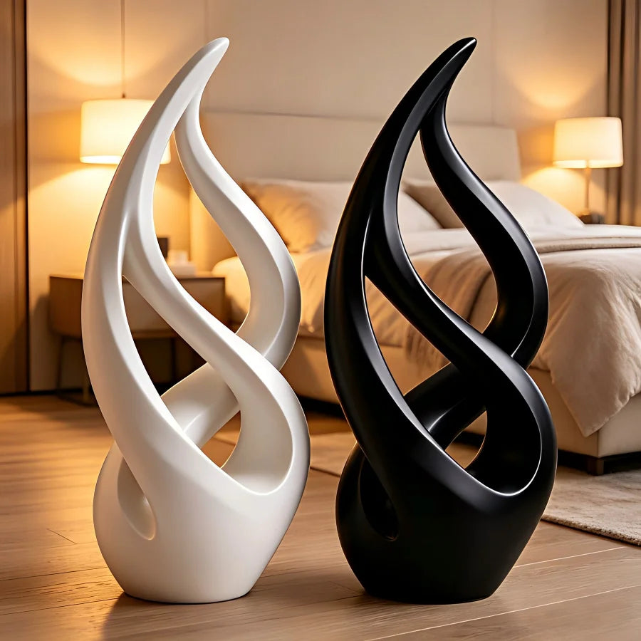 3D Printed Abstract Luxury Sculpture | Modern Plastic Art Decor in Black & White