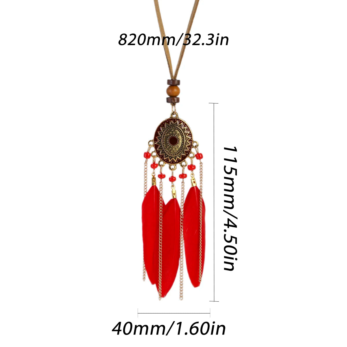 FBA Feather Necklace & Earring Set | Boho Tassel Jewelry