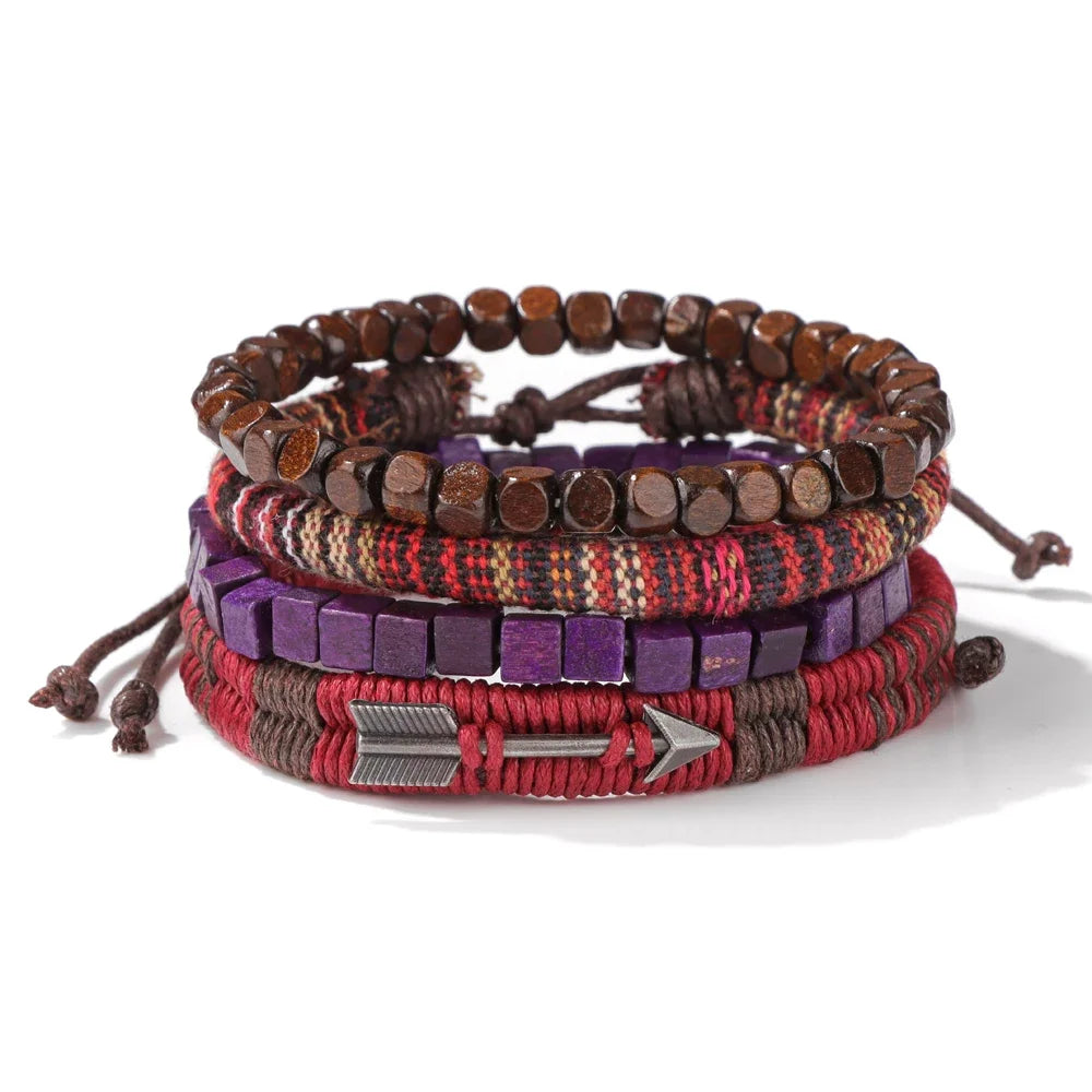 FBA Black Skull Beaded Leather Bracelet for Men | Buddhist Punk Jewelry