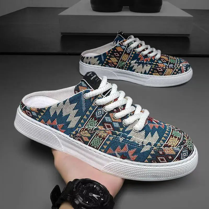 FBA Men's Ethnic Style Platform Board Shoes | Breathable Flat Sneakers
