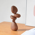 Solid Wood Stone-Shape Art Ornaments | Nordic Puzzle Decompression Decor for Home & Wall