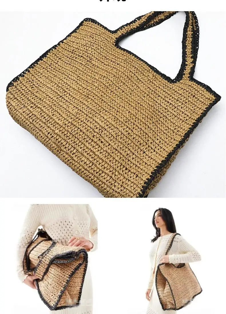 Straw Woven Top Handle Underarm Beach Tote Bag for Women – Large Capacity Luxury Shoulder Bag