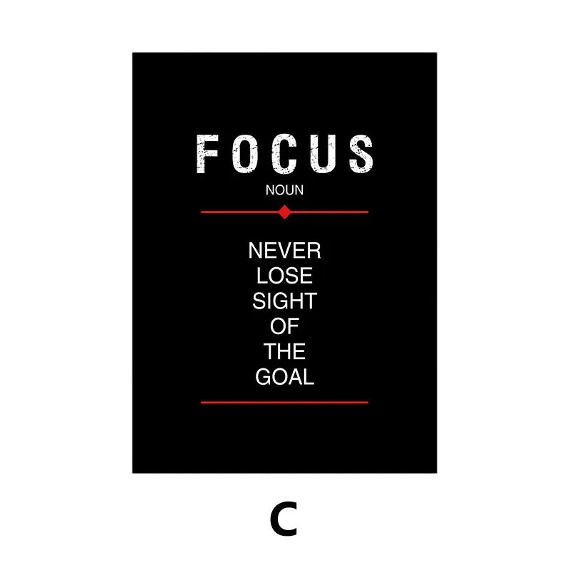 Black Inspirational Quote Canvas Print | Discipline Believe Focus Motivational Wall Art for Home Decor