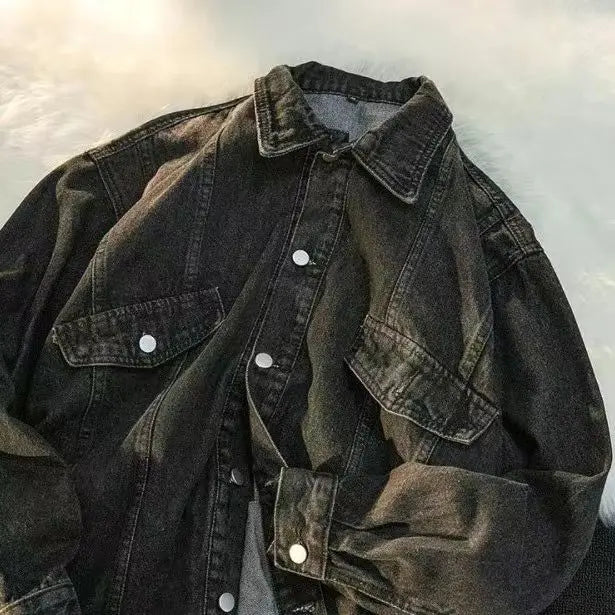 Women's Harajuku Loose Denim Jacket – Streetwear Style | Blue & Black | S–XXL | FBA Vibes
